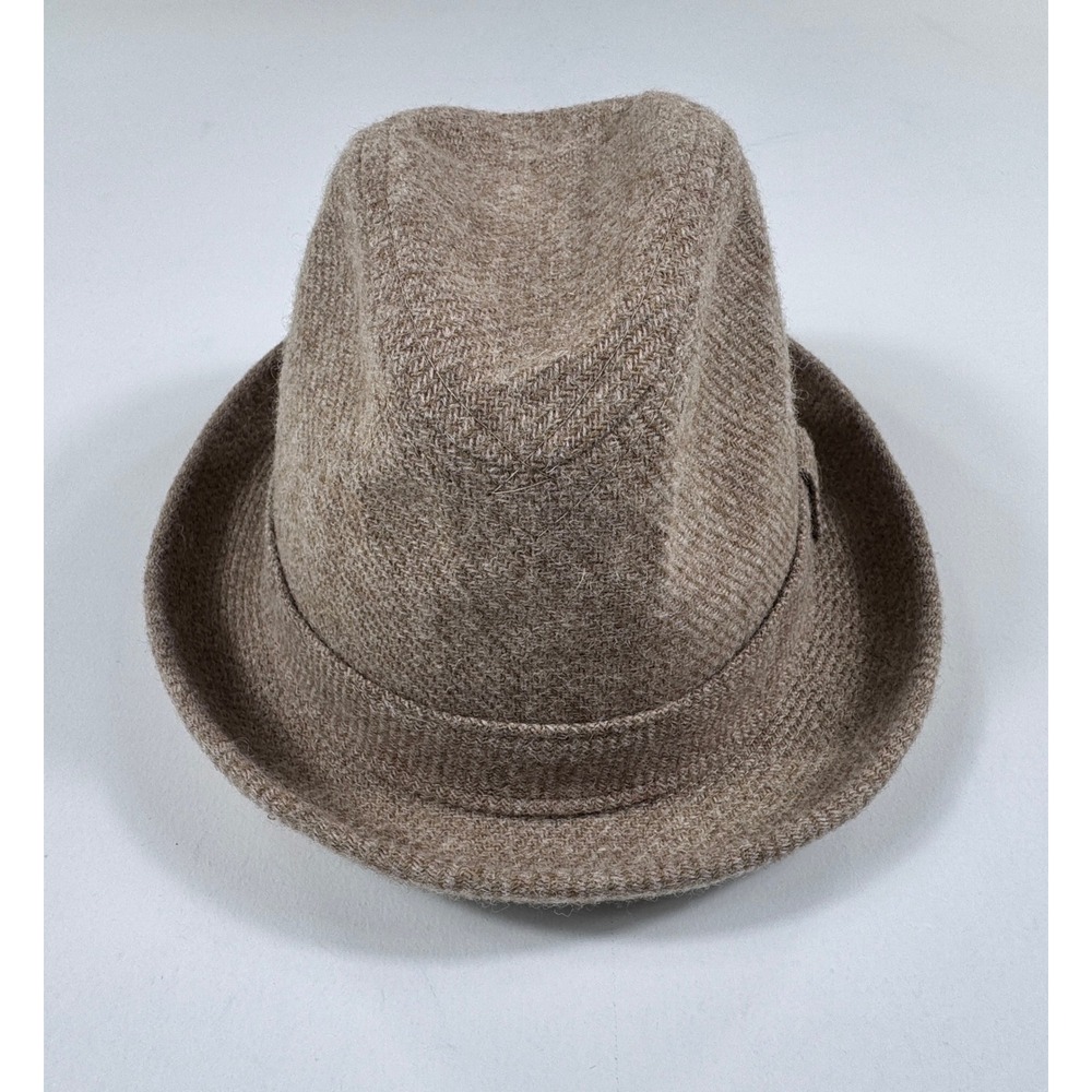 Dobbs Euclid Men's Fedora‎ Hat Size 7 1/4 Brown Herringbone Wool Blend